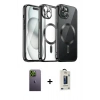 MARSİLYAN™- iPhone 12 Pro Max Kılıf Nova Işık Özel Seri - Siyah Bilvis Hayalet Cam Ekran Koruyucu + Neon Fosforlu Kamera Lens - YL