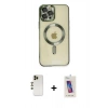 MARSİLYAN™- iPhone 12 Pro Max Kılıf Nova Işık Özel Seri - Siyah Joko 5D Cam + Gold Shine Kamera Lens