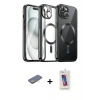 MARSİLYAN™- iPhone 12 Pro Max Kılıf Nova Işık Özel Seri - Siyah Joko 5D Cam + Renkli Kamera Lens Koruma Cam - SI