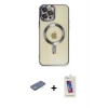 MARSİLYAN™- iPhone 12 Pro Max Kılıf Nova Işık Özel Seri - Siyah Joko 5D Cam + Renkli Kamera Lens Koruma Cam - YL