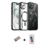 MARSİLYAN™- iPhone 12 Pro Max Kılıf Nova Işık Özel Seri - Siyah Joko 5D Cam + Shine Kamera Lens Koruma Cam - SABE