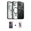 MARSİLYAN™- iPhone 12 Pro Max Kılıf Nova Işık Özel Seri - Siyah Joko 5D Cam + Turuncu Neon Fosforlu Kamera Lens