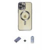 MARSİLYAN™- iPhone 12 Pro Max Kılıf Nova Işık Özel Seri - Siyah Joko Magic 5D Cam + Metal Kamera Lens Koruma Cam - GD