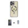 MARSİLYAN™- iPhone 12 Pro Max Kılıf Nova Işık Özel Seri - Siyah Joko Magic 5D Cam + Neon Fosforlu Kamera Lens - YL