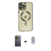 MARSİLYAN™- iPhone 12 Pro Max Kılıf Nova Işık Özel Seri - Siyah Joko Magic 5D Cam + Neon Fosforlu Kamera Lens - YL