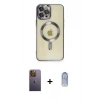 MARSİLYAN™- iPhone 12 Pro Max Kılıf Nova Işık Özel Seri - Siyah Joko Magic 5D Cam + Neon Fosforlu Kamera Lens - SI