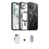 MARSİLYAN™- iPhone 12 Pro Max Kılıf Nova Işık Özel Seri - Siyah Joko Magic 5D Cam + Shine Kamera Lens - GD