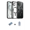 MARSİLYAN™- iPhone 12 Pro Max Kılıf Nova Işık Özel Seri - Siyah Joko Magic 5D Cam + Shine Kamera Lens Koruma Cam - PE