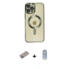 MARSİLYAN™- iPhone 12 Pro Max Kılıf Nova Işık Özel Seri - Siyah Joko Magic 5D Cam + Sierra Blue Shine Kamera Lens Koruma Cam