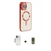 MARSİLYAN™- iPhone 12 Pro Max Kılıf Nova Işık Özel Seri - Siyah Joko Magic 5D Hayalet Cam + Lacivert Shine Kamera Lens