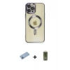 MARSİLYAN™- iPhone 12 Pro Max Kılıf Nova Işık Özel Seri - Siyah Joko Magic 5D Hayalet Cam + Shine Kamera Lens Koruma Cam - MI