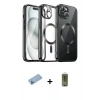 MARSİLYAN™- iPhone 12 Pro Max Kılıf Nova Işık Özel Seri - Siyah Joko Magic 5D Hayalet Cam + Shine Kamera Lens Koruma Cam - MI