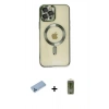 MARSİLYAN™- iPhone 12 Pro Max Kılıf Nova Işık Özel Seri - Siyah Joko Magic 5D Hayalet Cam + Shine Kamera Lens Koruma Cam - MI