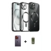 MARSİLYAN™- iPhone 12 Pro Max Kılıf Nova Işık Özel Seri - Siyah Joko Magic 5D Hayalet Cam + Neon Fosforlu Kamera Lens - TU