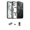 MARSİLYAN™- iPhone 12 Pro Max Kılıf Nova Işık Özel Seri - Siyah Joko Magic 5D Hayalet Cam + Renkli Kamera Lens Koruma Cam - SI
