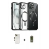 MARSİLYAN™- iPhone 12 Pro Max Kılıf Nova Işık Özel Seri - Siyah Joko Magic 5D Hayalet Cam + Shine Kamera Lens - GD