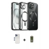 MARSİLYAN™- iPhone 12 Pro Max Kılıf Nova Işık Özel Seri - Siyah Joko Magic 5D Hayalet Cam + Shine Kamera Lens - LT
