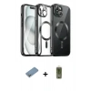MARSİLYAN™- iPhone 12 Pro Max Kılıf Nova Işık Özel Seri - Siyah Joko Magic 5D Hayalet Cam + Shine Kamera Lens Koruma Cam - GS