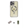 MARSİLYAN™- iPhone 12 Pro Max Kılıf Nova Işık Özel Seri - Siyah Joko Magic 5D Hayalet Cam + Shine Kamera Lens Koruma Cam - SABE