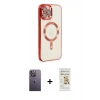 MARSİLYAN™- iPhone 12 Pro Max Kılıf Nova Işık Özel Seri - Siyah Mat Seramik Nano Ekran Koruyucu + Beyaz Neon Fosforlu Kamera Lens