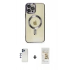 MARSİLYAN™- iPhone 12 Pro Max Kılıf Nova Işık Özel Seri - Siyah Mat Seramik Nano Ekran Koruyucu + Shine Kamera Lens - LT