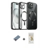 MARSİLYAN™- iPhone 12 Pro Max Kılıf Nova Işık Özel Seri - Siyah Mat Seramik Nano Ekran Koruyucu + Metal Kamera Lens Koruma Cam - KI