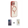 MARSİLYAN™- iPhone 12 Pro Max Kılıf Nova Işık Özel Seri - Siyah Mat Seramik Nano Ekran Koruyucu + Neon Fosforlu Kamera Lens - MI