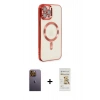 MARSİLYAN™- iPhone 12 Pro Max Kılıf Nova Işık Özel Seri - Siyah Mat Seramik Nano Ekran Koruyucu + Neon Fosforlu Kamera Lens - SI