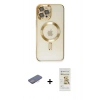 MARSİLYAN™- iPhone 12 Pro Max Kılıf Nova Işık Özel Seri - Siyah Mat Seramik Nano Ekran Koruyucu + Renkli Kamera Lens Koruma Cam - PE
