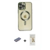 MARSİLYAN™- iPhone 12 Pro Max Kılıf Nova Işık Özel Seri - Siyah Mat Seramik Nano Ekran Koruyucu + Renkli Kamera Lens Koruma Cam - PE