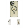 MARSİLYAN™- iPhone 12 Pro Max Kılıf Nova Işık Özel Seri - Siyah Mat Seramik Nano Ekran Koruyucu + Shine Kamera Lens - GD
