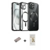 MARSİLYAN™- iPhone 12 Pro Max Kılıf Nova Işık Özel Seri - Siyah Mat Seramik Nano Ekran Koruyucu + Shine Kamera Lens Koruma Cam - SABE