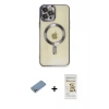 MARSİLYAN™- iPhone 12 Pro Max Kılıf Nova Işık Özel Seri - Siyah Mat Seramik Nano Ekran Koruyucu + Shine Kamera Lens Koruma Cam - GS