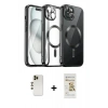 MARSİLYAN™- iPhone 12 Pro Max Kılıf Nova Işık Özel Seri - Siyah Mat Seramik Nano Ekran Koruyucu + Shine Kamera Lens - GD