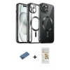 MARSİLYAN™- iPhone 12 Pro Max Kılıf Nova Işık Özel Seri - Siyah Mat Seramik Nano Ekran Koruyucu + Shine Kamera Lens Koruma Cam - GD