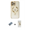 MARSİLYAN™- iPhone 12 Pro Max Kılıf Nova Işık Özel Seri - Siyah Mat Seramik Nano Ekran Koruyucu + Siyah Shine Kamera Lens Koruma Cam