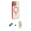 MARSİLYAN™- iPhone 12 Pro Max Kılıf Nova Işık Özel Seri - Siyah Mat Seramik Nano Ekran Koruyucu + Siyah Shine Kamera Lens Koruma Cam