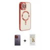 MARSİLYAN™- iPhone 12 Pro Max Kılıf Nova Işık Özel Seri - Siyah Mat Seramik Nano Ekran Koruyucu + Neon Fosforlu Kamera Lens - TU
