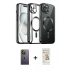 MARSİLYAN™- iPhone 12 Pro Max Kılıf Nova Işık Özel Seri - Siyah Mat Seramik Nano Ekran Koruyucu + Neon Fosforlu Kamera Lens - YL