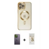 MARSİLYAN™- iPhone 12 Pro Max Kılıf Nova Işık Özel Seri - Siyah Mat Seramik Nano Ekran Koruyucu + Neon Fosforlu Kamera Lens - YL