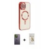 MARSİLYAN™- iPhone 12 Pro Max Kılıf Nova Işık Özel Seri - Siyah Mat Seramik Nano Ekran Koruyucu + Neon Fosforlu Kamera Lens - YL