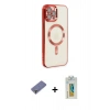 MARSİLYAN™- iPhone 12 Pro Max Kılıf Nova Işık Özel Seri - Siyah Polymer Nano Ekran Koruyucu + Metal Kamera Lens Koruma Cam - GD