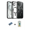 MARSİLYAN™- iPhone 12 Pro Max Kılıf Nova Işık Özel Seri - Siyah Polymer Nano Ekran Koruyucu + Shine Kamera Lens Koruma Cam - GD