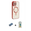 MARSİLYAN™- iPhone 12 Pro Max Kılıf Nova Işık Özel Seri - Siyah Polymer Nano Ekran Koruyucu + Shine Kamera Lens Koruma Cam - GD