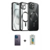 MARSİLYAN™- iPhone 12 Pro Max Kılıf Nova Işık Özel Seri - Siyah Polymer Nano Ekran Koruyucu + Neon Fosforlu Kamera Lens - MI