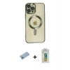 MARSİLYAN™- iPhone 12 Pro Max Kılıf Nova Işık Özel Seri - Siyah Polymer Nano Ekran Koruyucu + Shine Kamera Lens Koruma Cam - MI