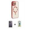 MARSİLYAN™- iPhone 12 Pro Max Kılıf Nova Işık Özel Seri - Siyah Polymer Nano Ekran Koruyucu + Neon Fosforlu Kamera Lens - BZ