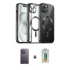 MARSİLYAN™- iPhone 12 Pro Max Kılıf Nova Işık Özel Seri - Siyah Polymer Nano Ekran Koruyucu + Neon Fosforlu Kamera Lens - BZ