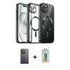 MARSİLYAN™- iPhone 12 Pro Max Kılıf Nova Işık Özel Seri - Siyah Polymer Nano Ekran Koruyucu + Neon Fosforlu Kamera Lens - YL
