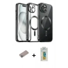 MARSİLYAN™- iPhone 12 Pro Max Kılıf Nova Işık Özel Seri - Siyah Polymer Nano Ekran Koruyucu + Shine Kamera Lens Koruma Cam - SABE